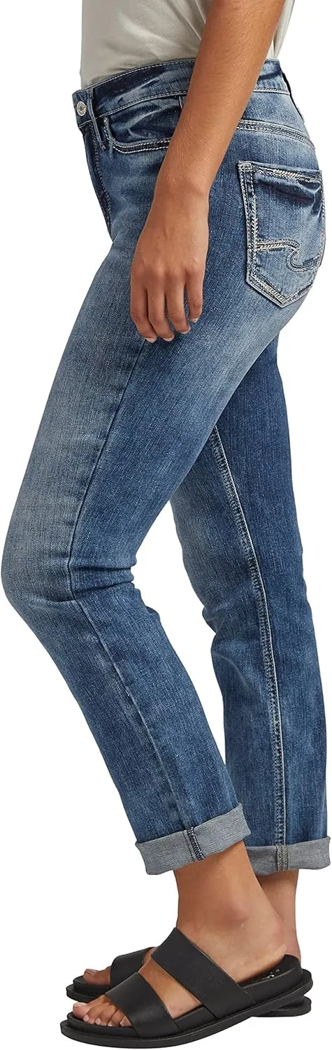 Silver Jeans Co. Women's Girlfriend Mid Rise Slim Leg Jeans