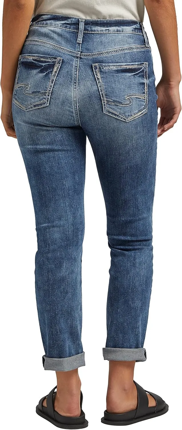 Silver Jeans Co. Women's Girlfriend Mid Rise Slim Leg Jeans