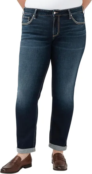 Silver Jeans Co. Women's Plus Size Boyfriend Mid Rise Slim Leg Jeans