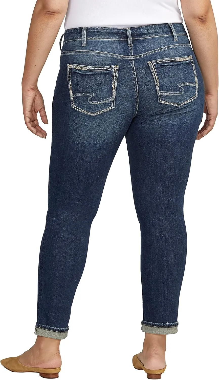 Silver Jeans Co. Women's Plus Size Girlfriend Mid Rise Slim Leg Jeans