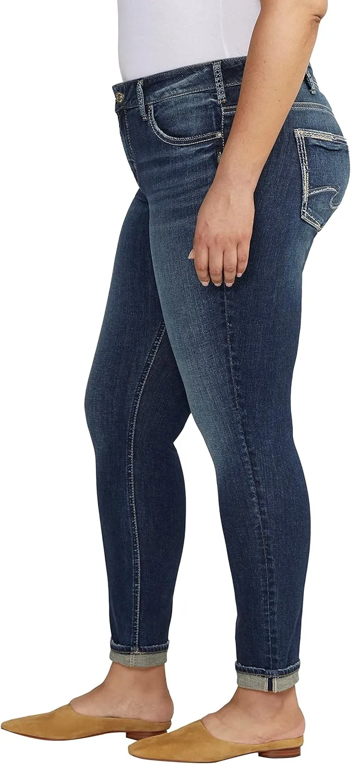 Silver Jeans Co. Women's Plus Size Girlfriend Mid Rise Slim Leg Jeans