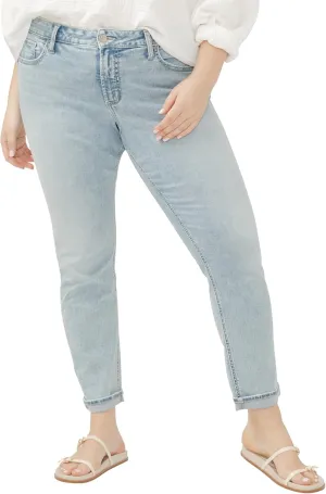 Silver Jeans Co. Women's Plus Size Girlfriend Mid Rise Slim Leg Jeans