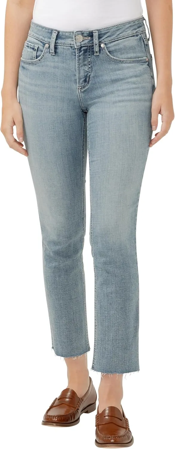 Silver Jeans Co. Women's Suki Mid Rise Curvy Fit Skinny Crop Jeans