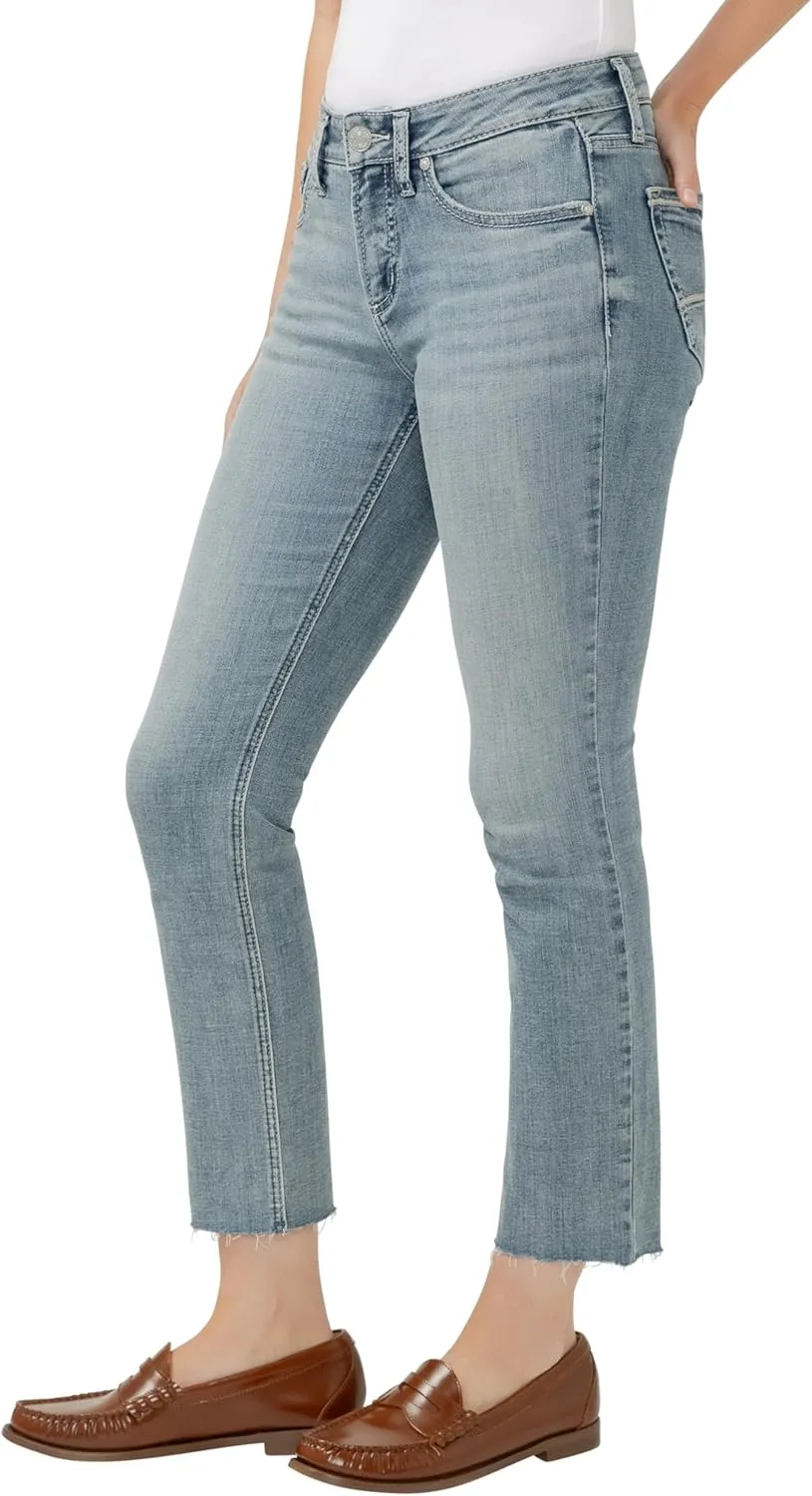 Silver Jeans Co. Women's Suki Mid Rise Curvy Fit Skinny Crop Jeans