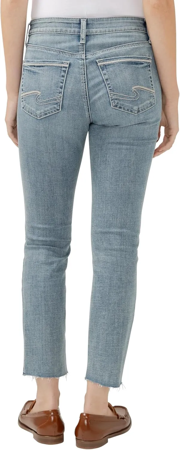 Silver Jeans Co. Women's Suki Mid Rise Curvy Fit Skinny Crop Jeans
