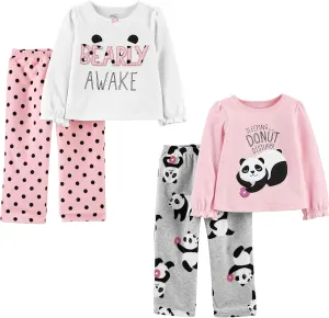 Simple Joys by Carter's Girls' 4-Piece Pajama Set (Cotton Top & Fleece Bottom)