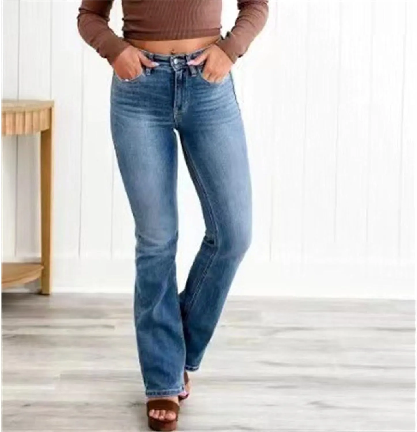 Skinny Jeans for Women Stretchy Womens Flare Jeans Women's Mid Rise Bootcut High Stretch Boot Cut Denim Pants