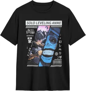 Solo Music Leveling Mens Soft Cotton Short Sleeved T-Shirts Crew Neck Casual Comfort Funny Tee Shirts
