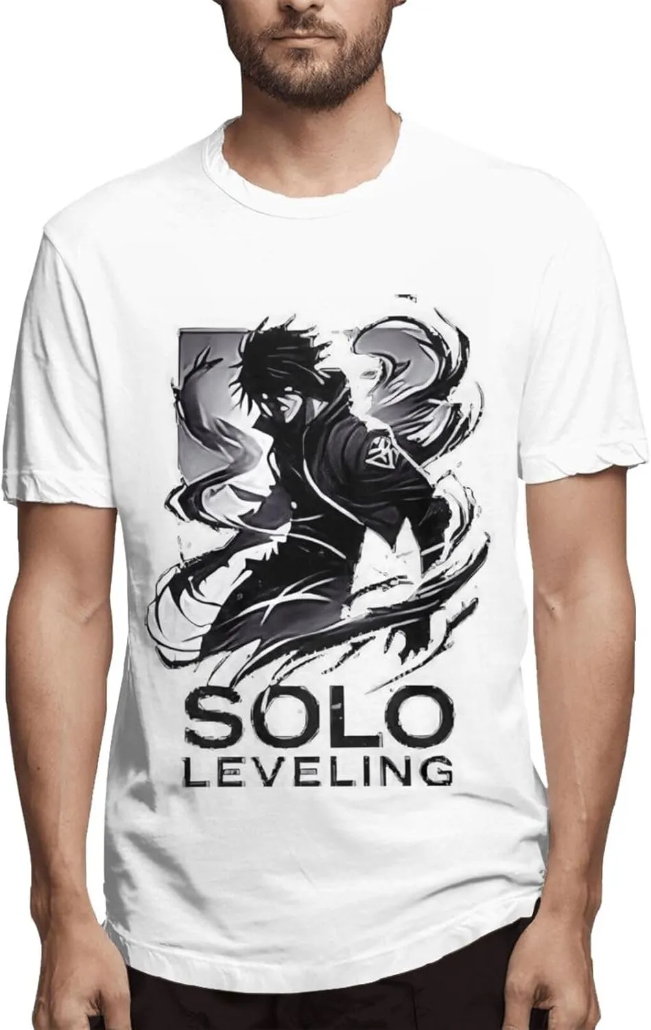 Solo Music Leveling Mens Soft Cotton Short Sleeved T-Shirts Crew Neck Casual Comfort Funny Tee Shirts