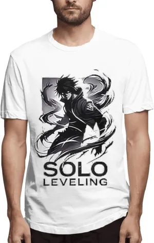 Solo Music Leveling Mens Soft Cotton Short Sleeved T-Shirts Crew Neck Casual Comfort Funny Tee Shirts