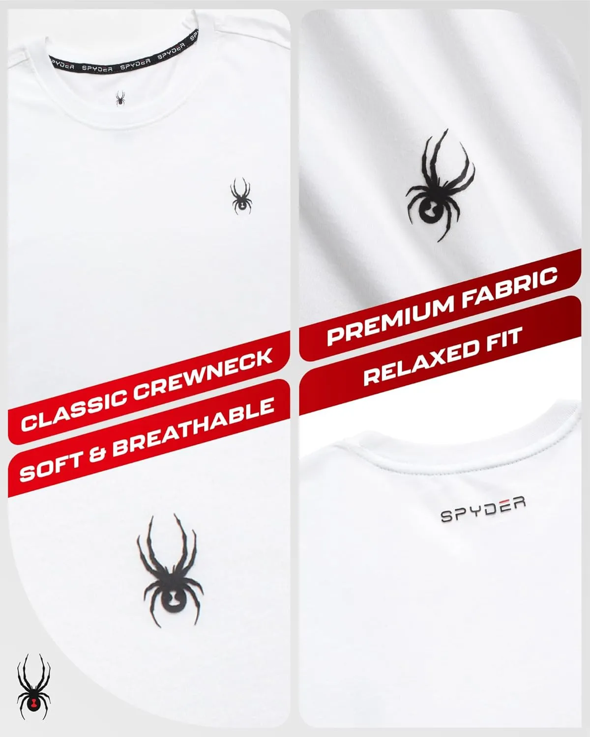Spyder Mens T-Shirts - Soft Cotton Blend Jersey Crewneck Short Sleeve Shirts for Men, Casual Shirts for Workout & Daily Wear