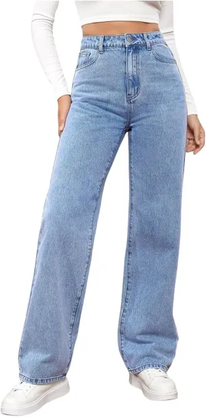 Straight Leg Jeans for Women 2025 Fashion Stretch Washed High Waisted Jeans Lightweight Slim Fit Casual Denim Pants