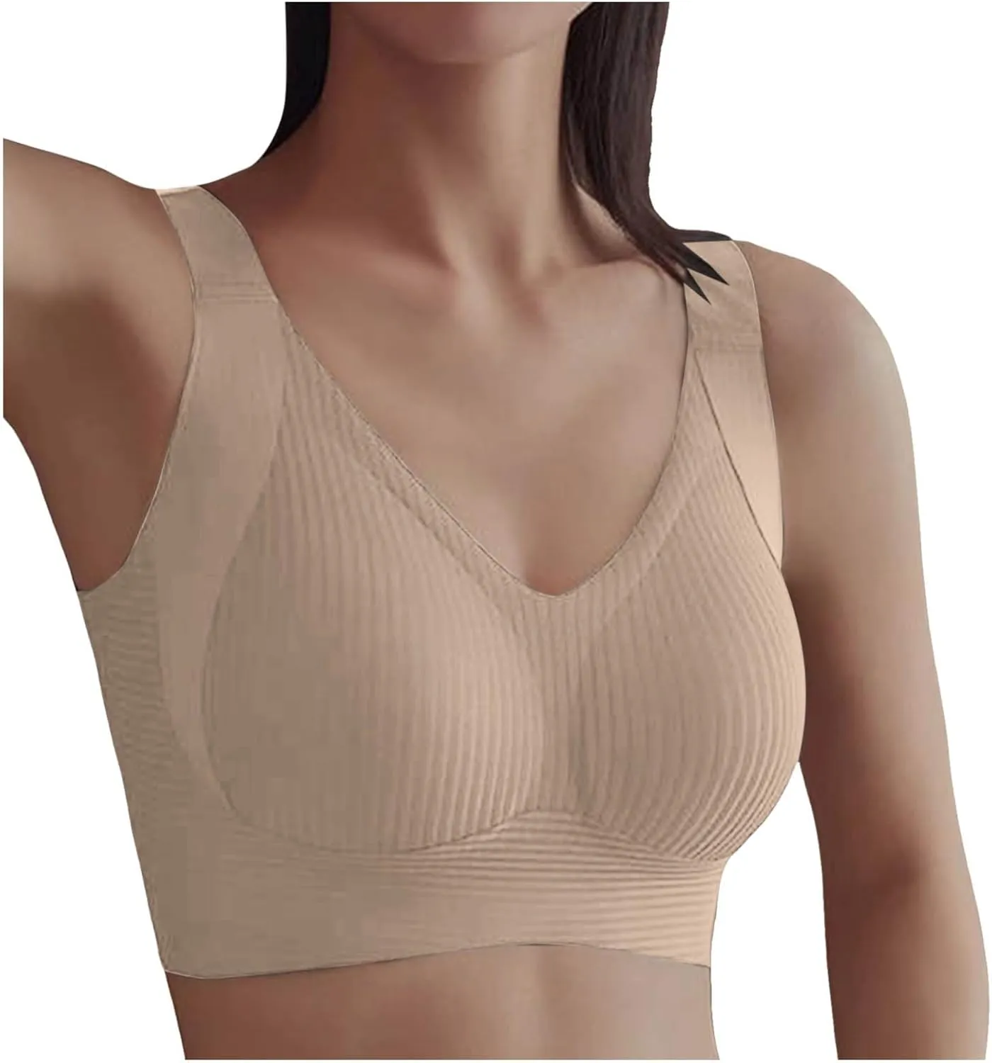 Super Gather Bra Wireless Full Coverage Bralettes Comfy Bras for Women Vianys Push up Bra V Neck Wireless Bra