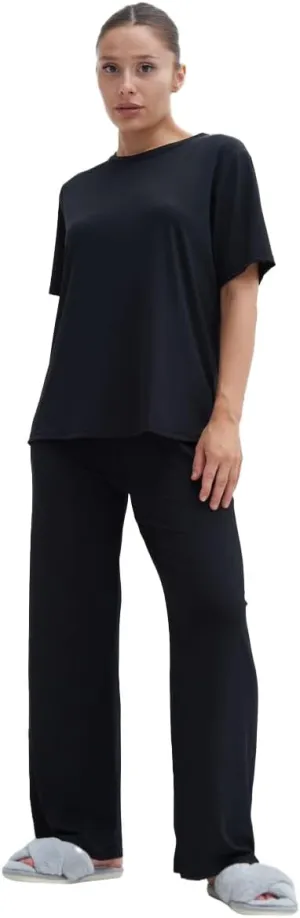 Talmont Women's Pajama Set Short Sleeve 2 Piece Outfits Lounge Set O Neck Pjs Sleepwear Silky Soft
