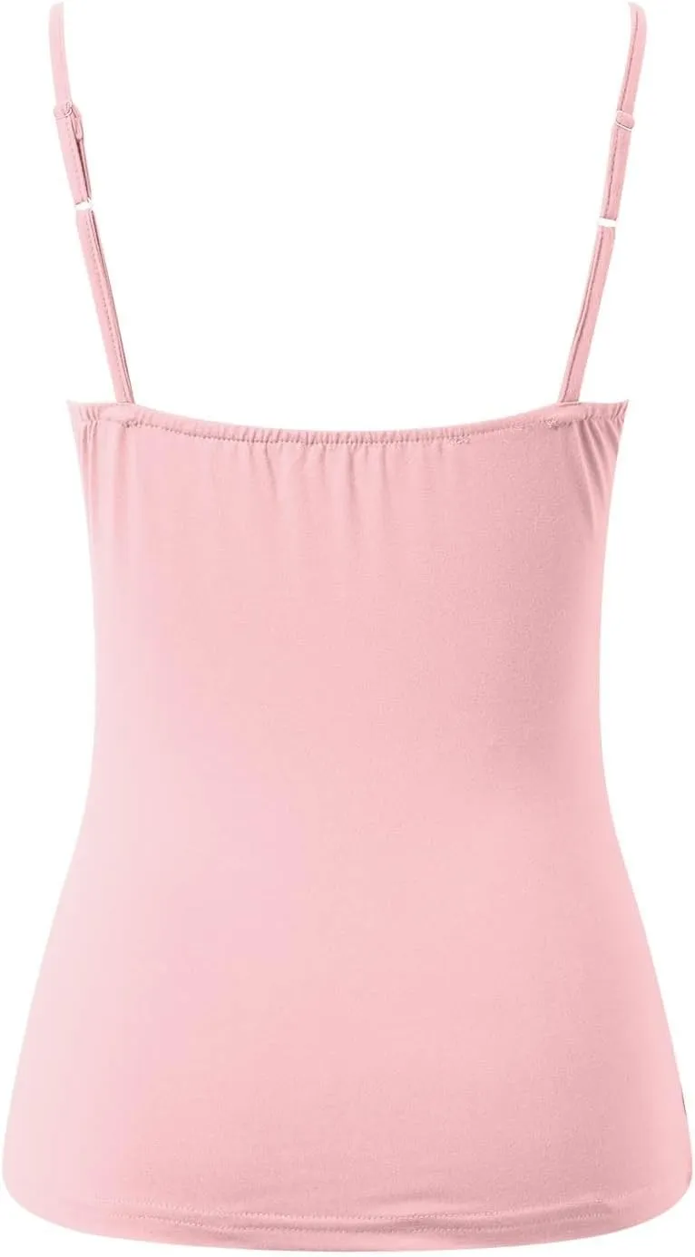 Tank Top for Women Shelf Bra Adjustable Strap Camisole Basic Padded Cotton Cami Shirts