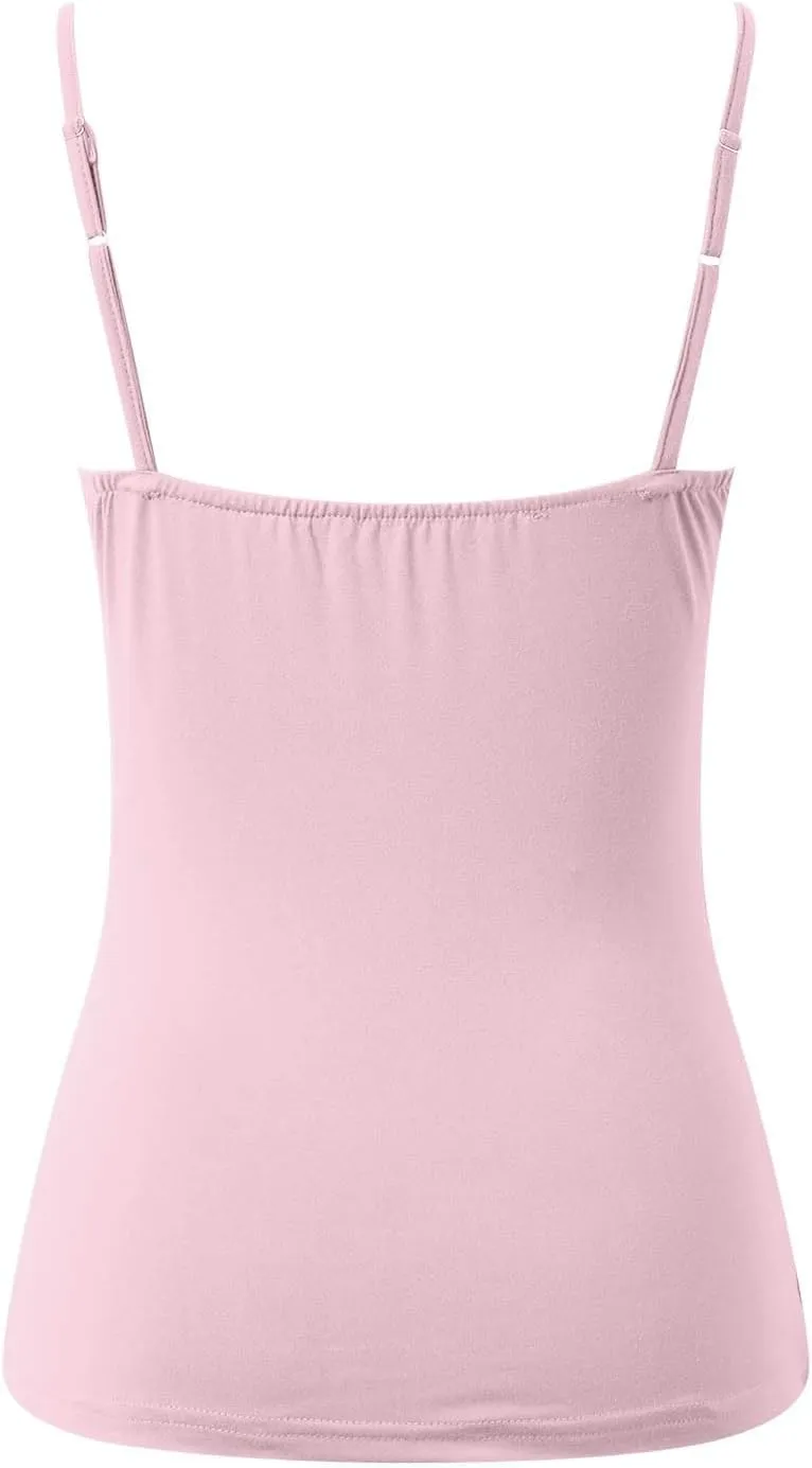 Tank Top for Women Shelf Bra Adjustable Strap Camisole Basic Padded Cotton Cami Shirts