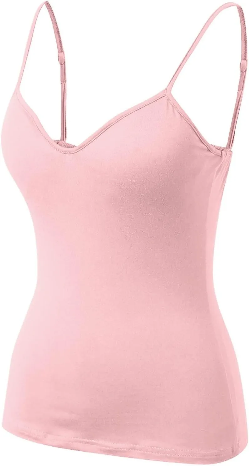 Tank Top for Women Shelf Bra Adjustable Strap Camisole Basic Padded Cotton Cami Shirts