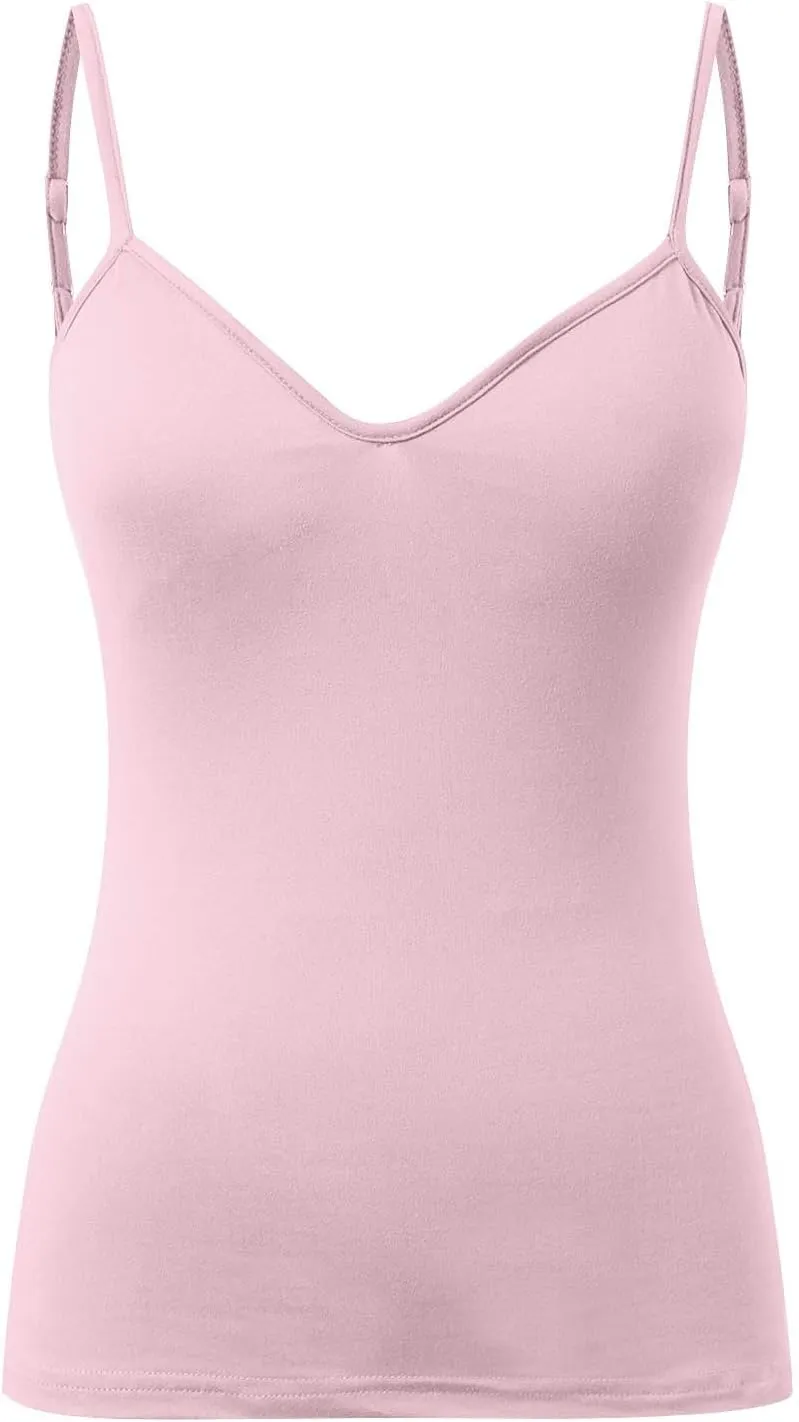 Tank Top for Women Shelf Bra Adjustable Strap Camisole Basic Padded Cotton Cami Shirts
