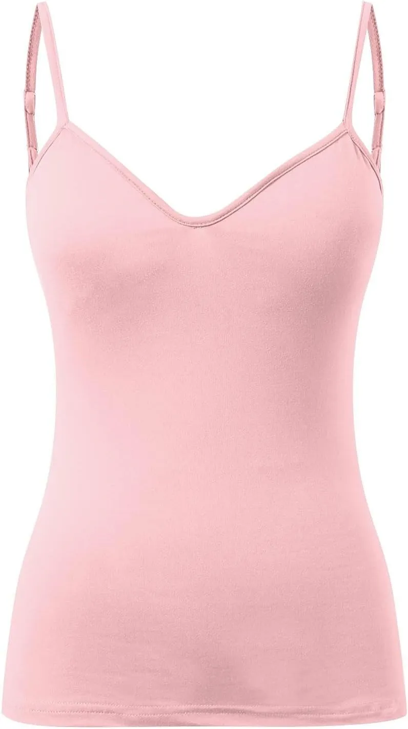 Tank Top for Women Shelf Bra Adjustable Strap Camisole Basic Padded Cotton Cami Shirts