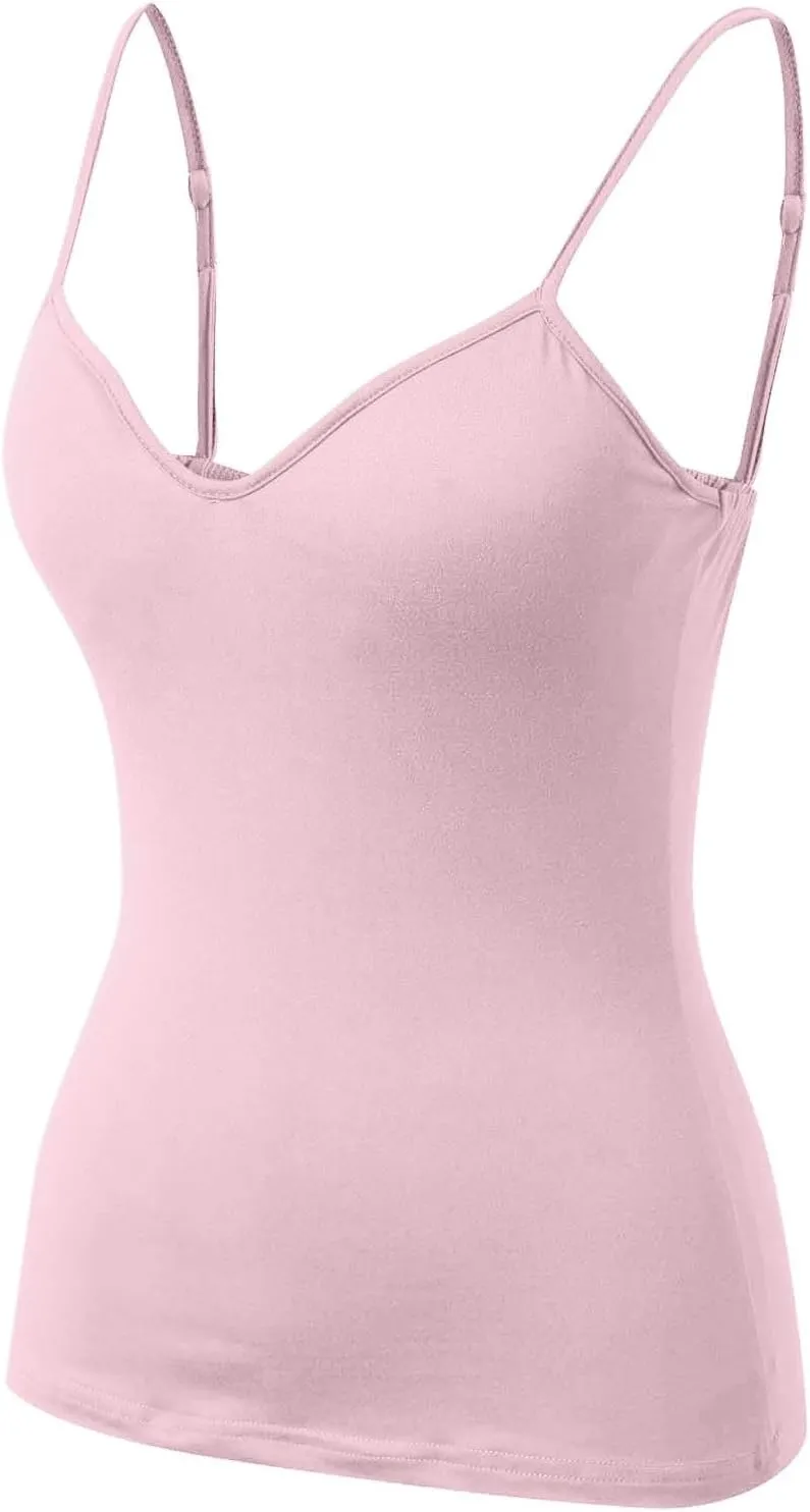 Tank Top for Women Shelf Bra Adjustable Strap Camisole Basic Padded Cotton Cami Shirts