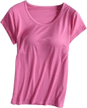 Tank Top for Women with Built-in Padded Bra Adjustable Strap Camisole Seamless Cotton Cami Shirt
