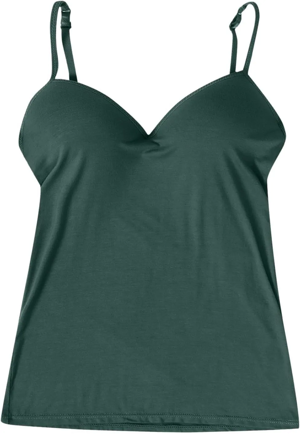 Tank Top for Women with Built-in Padded Bra Adjustable Strap Camisole Seamless Cotton Cami Shirt