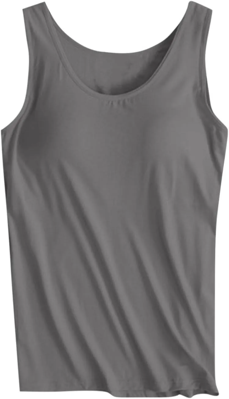 Tank Tops for Women Plus Size Ladies Sleeveless Wider Strap Camisole Tops Built in Padded Casual Workout Basic Tanks