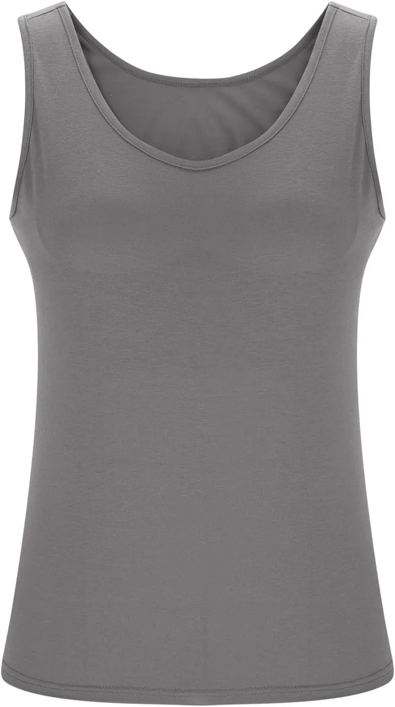 Tank Tops for Women Plus Size Ladies Sleeveless Wider Strap Camisole Tops Built in Padded Casual Workout Basic Tanks