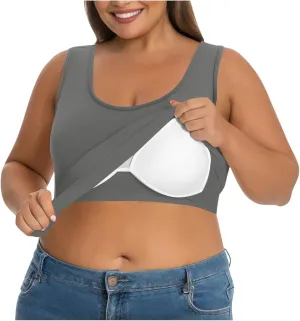 Tank Tops for Women Plus Size Ladies Sleeveless Wider Strap Camisole Tops Built in Padded Casual Workout Basic Tanks