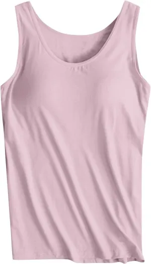 Tank Tops for Women with Built in Bras Loose Yoga Workout Top Basic Sleeveless Stretchy Gym Shirts Summer Undershirts