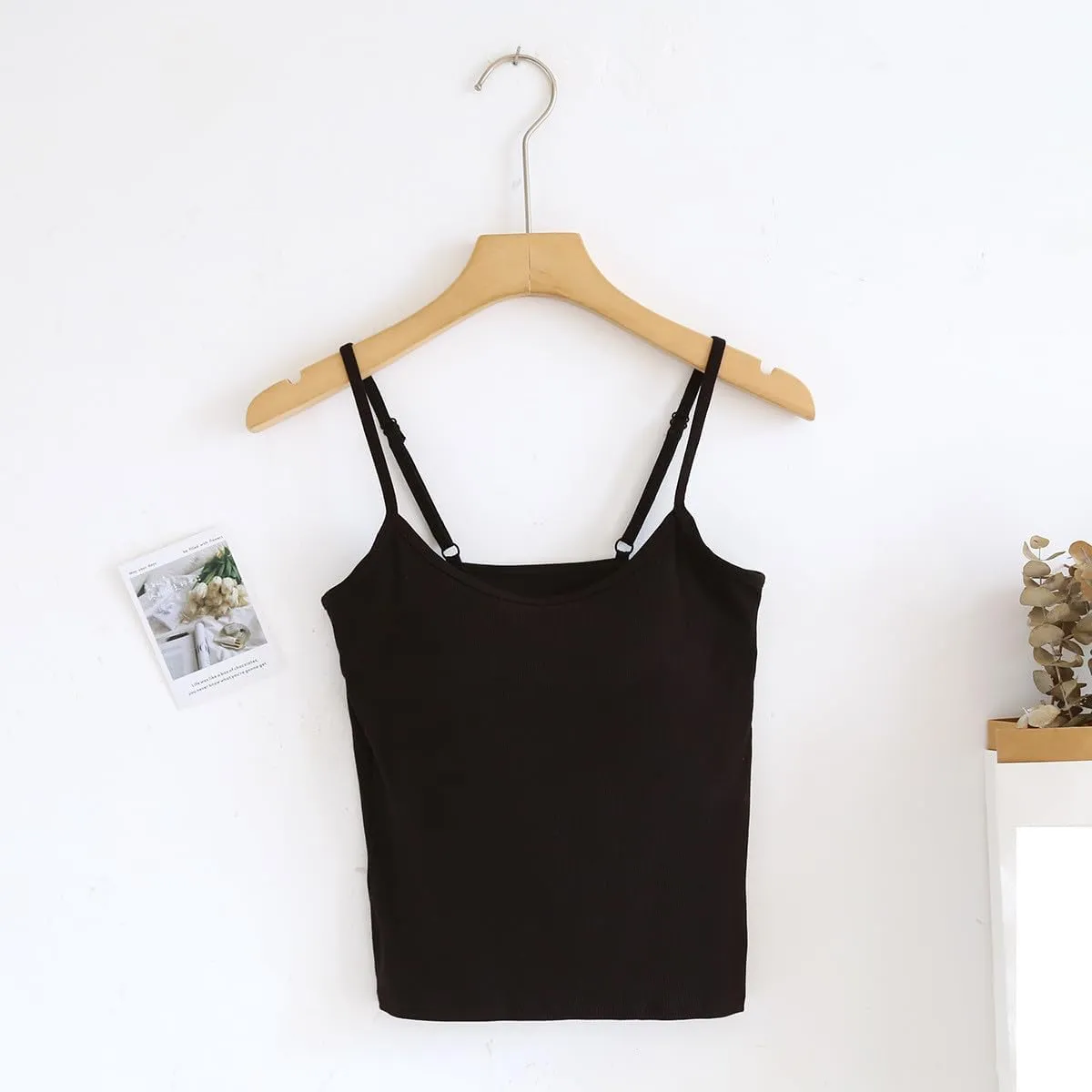 Tank Tops with Built in Bra for Women Ribbed Knit Solid Basic Padded Sport Bras Regular Fit Stretch Workout Camisole