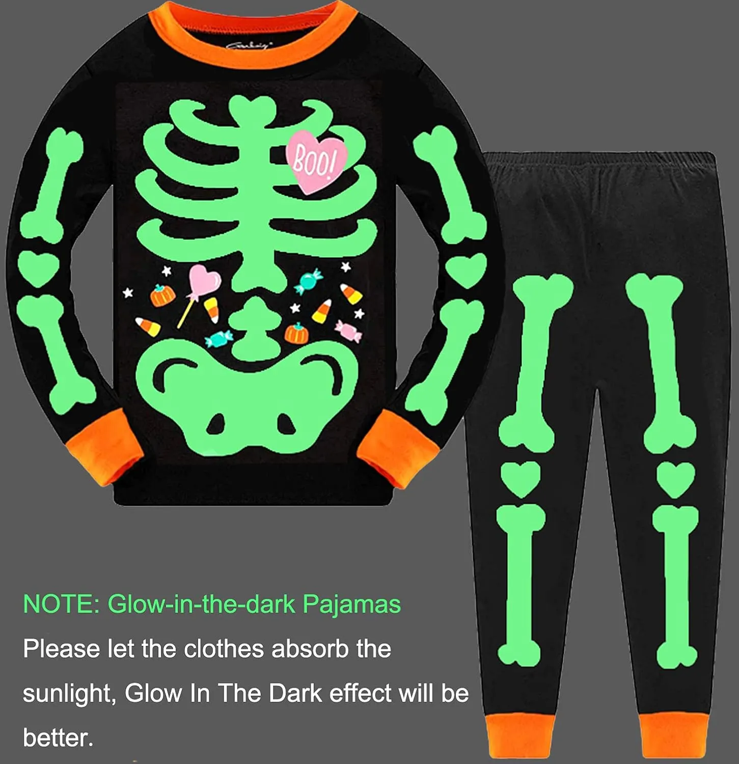 Tkria Kids Pajamas for Boys Skeleton Glow-in-The-Dark Cotton Sleepwear Toddler Clothes Halloween Outfit Size 1-7T…