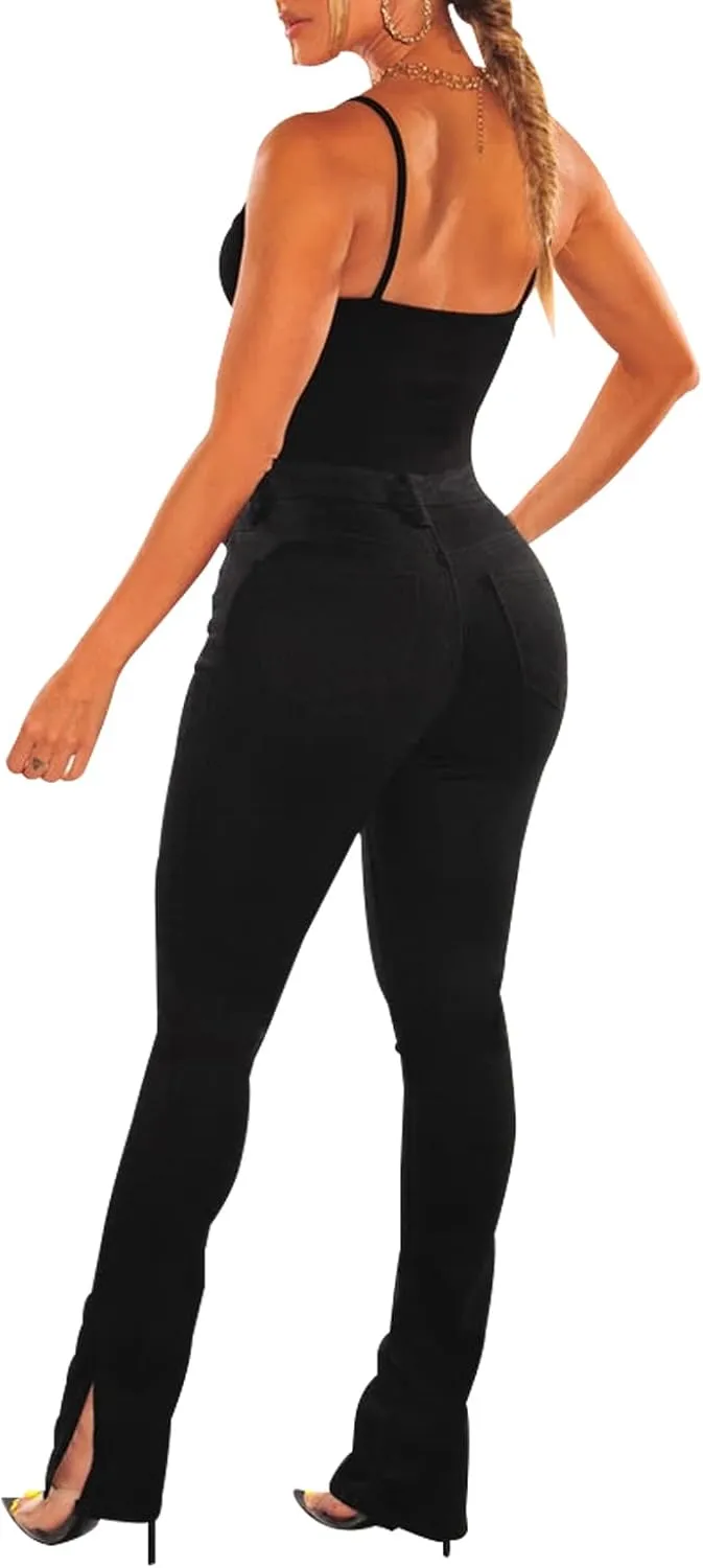 TodTan Women's Skinny Jeans Ripped Mid Rise Stretch Destroyed Denim Pants Jeans