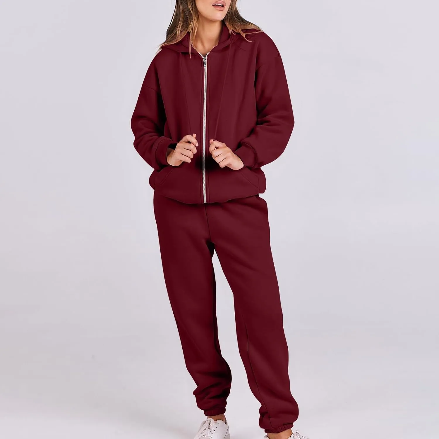 Track Suits for Women Set 2 Piece Sweatsuit Fleece Lined Lounge Set Zip Up Sweatshirt and Sweatpants Casual Outfit