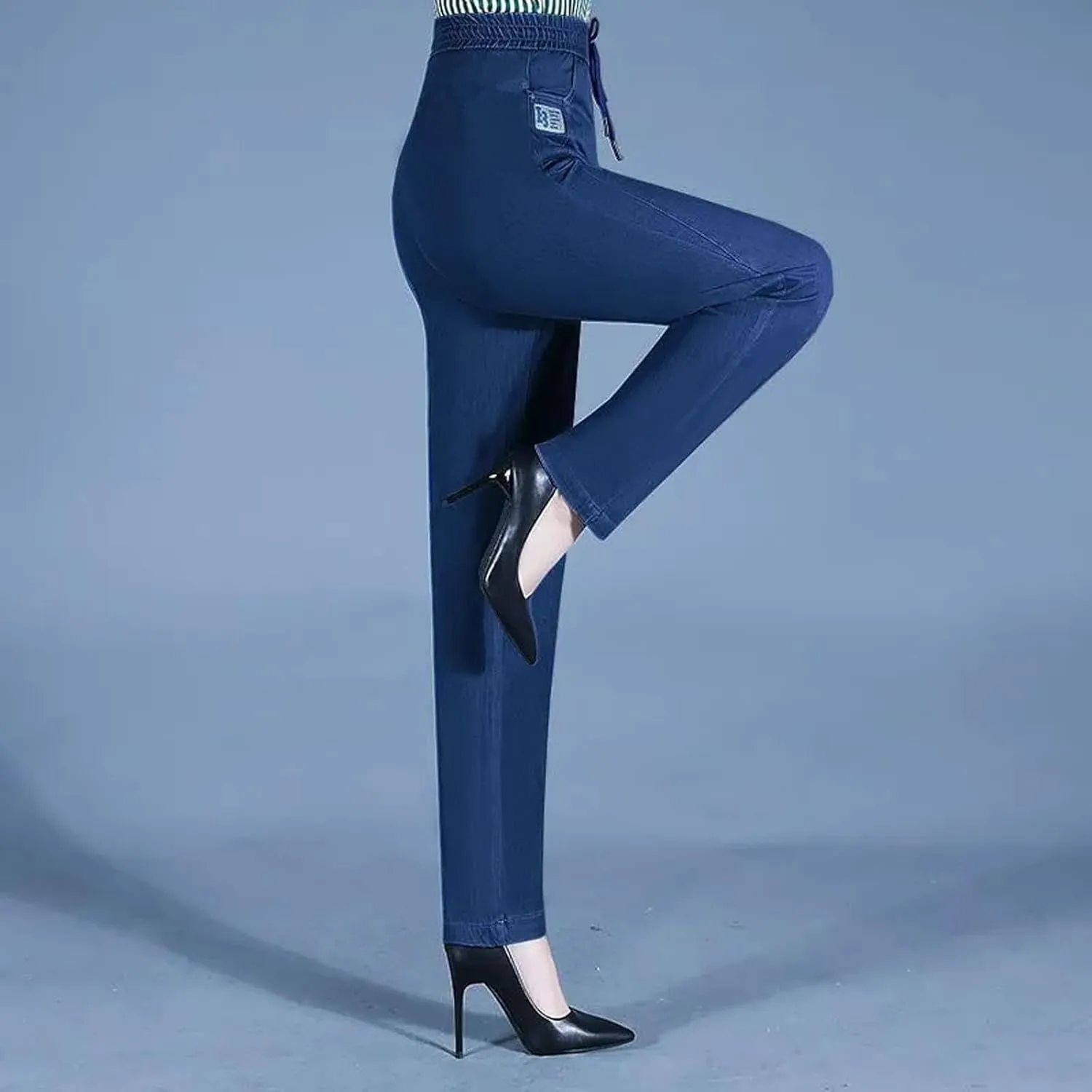 uhnmki ComfiJeans - High Waist Ultra-Stretch Mom Jeans, Lightweight Stretch Jeans, Drawstring Elastic Waist Jeans