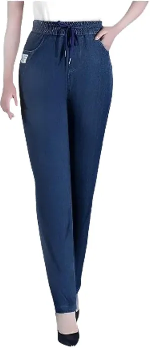 uhnmki ComfiJeans - High Waist Ultra-Stretch Mom Jeans, Lightweight Stretch Jeans, Drawstring Elastic Waist Jeans