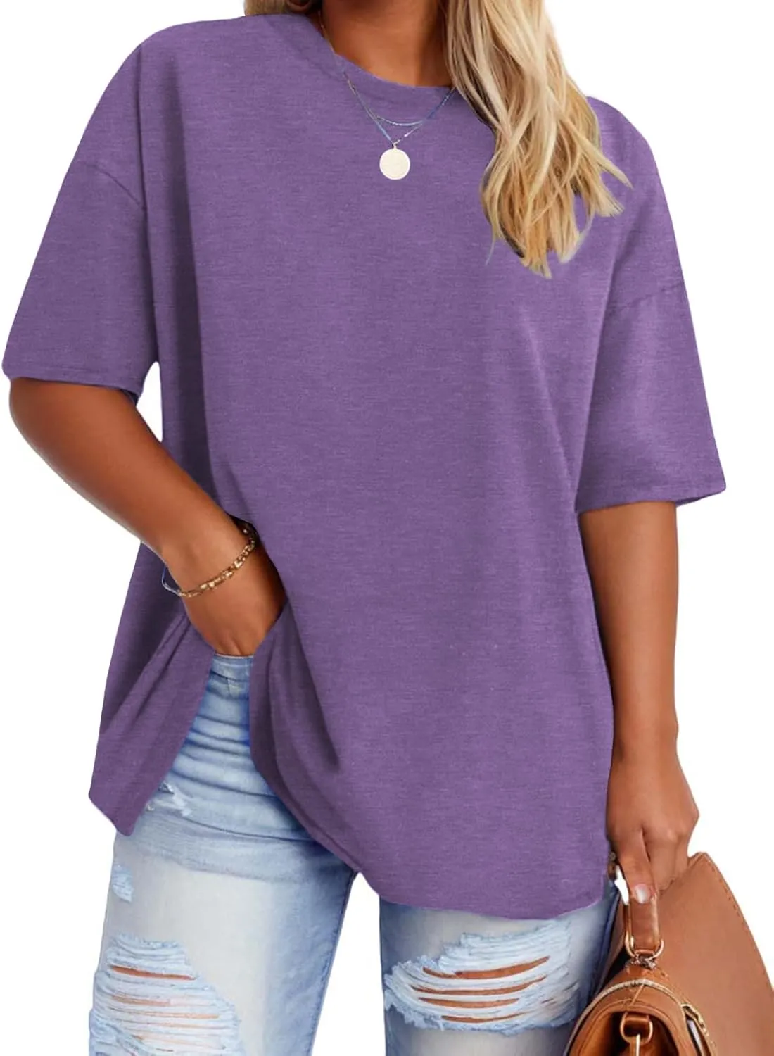 VISLILY Plus-Size-Tops for Women Casual Short Sleeve T Shirts Summer Crew Neck Tees Oversized Comfy Loose Fit Tunics XL-5XL