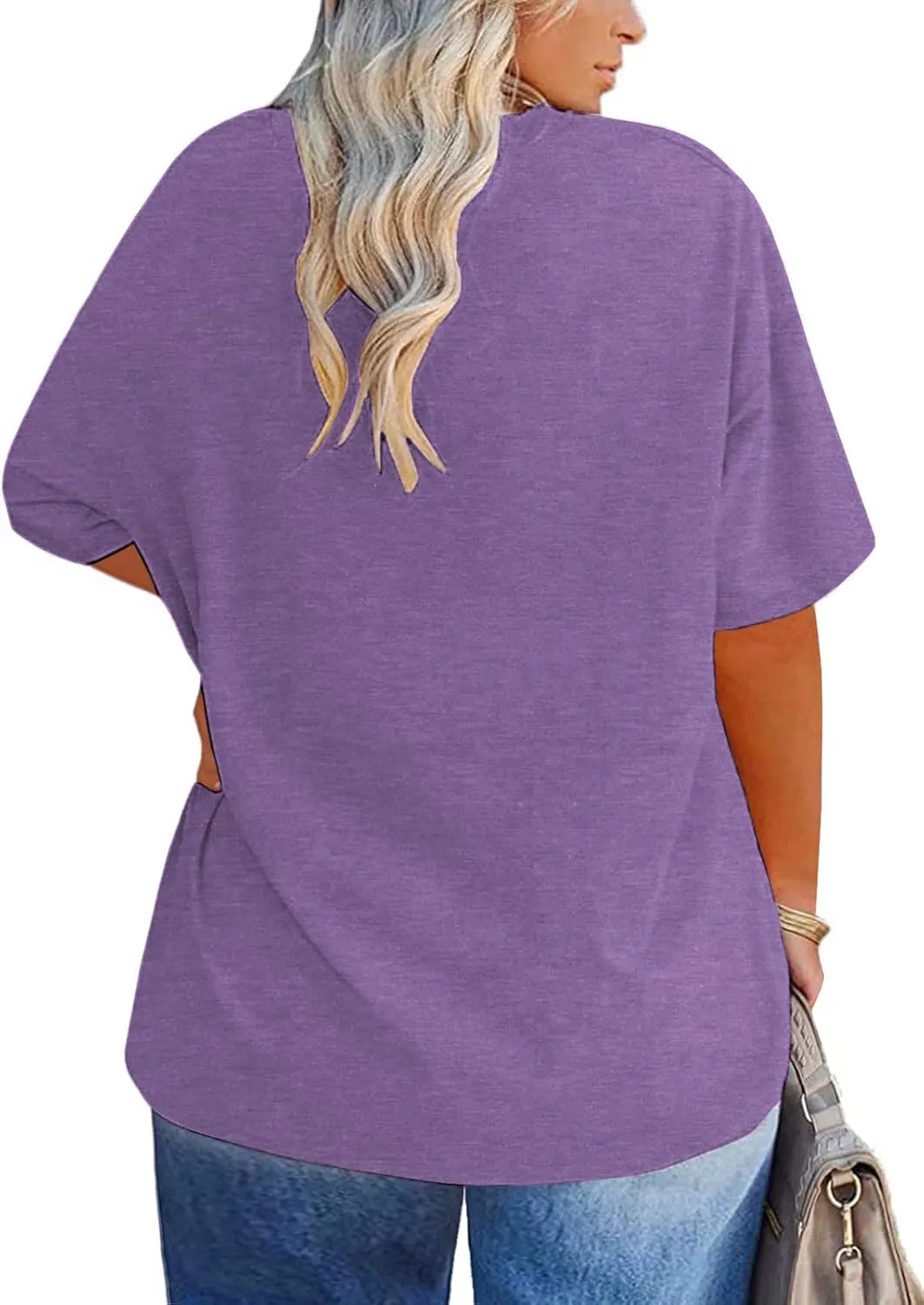 VISLILY Plus-Size-Tops for Women Casual Short Sleeve T Shirts Summer Crew Neck Tees Oversized Comfy Loose Fit Tunics XL-5XL