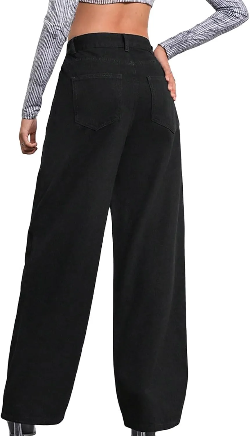 Wide Leg Jeans for Women High Waisted Stretch Casual Work Baggy Denim Pants Trousers 2024 Comforts Lightweight Jeans
