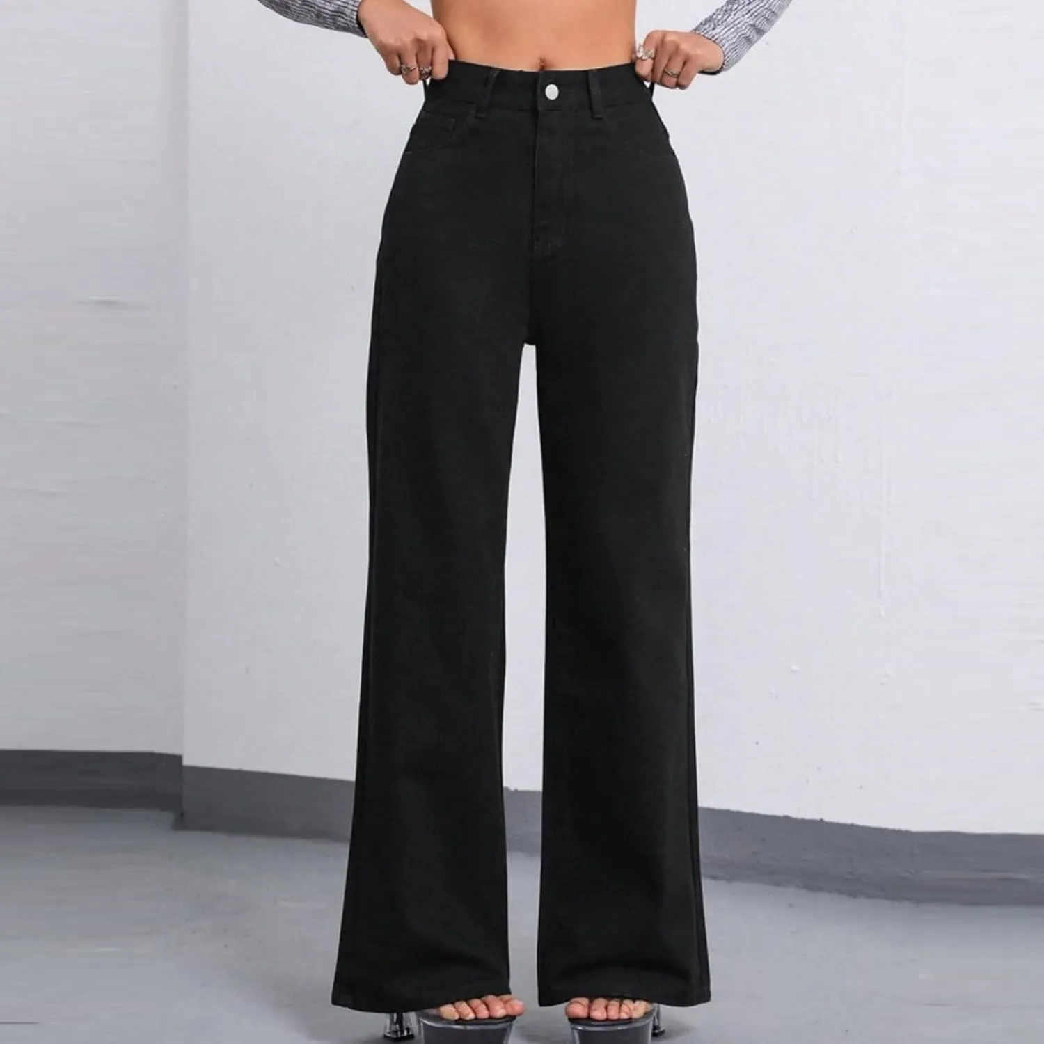 Wide Leg Jeans for Women High Waisted Stretch Casual Work Baggy Denim Pants Trousers 2024 Comforts Lightweight Jeans