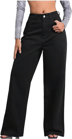 Wide Leg Jeans for Women High Waisted Stretch Casual Work Baggy Denim Pants Trousers 2024 Comforts Lightweight Jeans