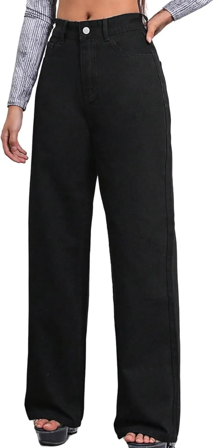 Wide Leg Jeans for Women High Waisted Stretch Casual Work Baggy Denim Pants Trousers 2024 Comforts Lightweight Jeans