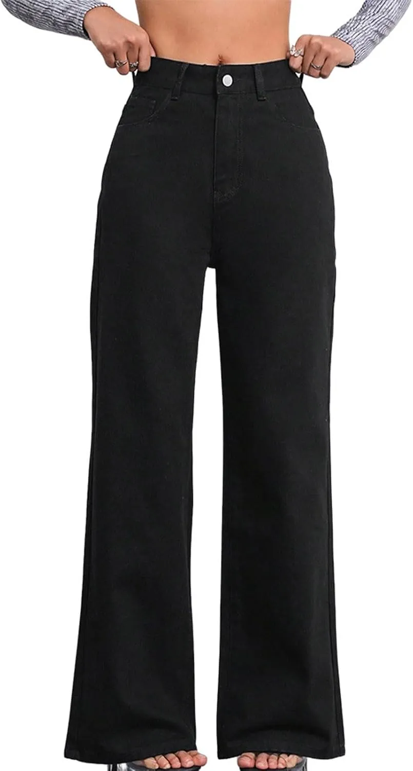 Wide Leg Jeans for Women High Waisted Stretch Casual Work Baggy Denim Pants Trousers 2024 Comforts Lightweight Jeans