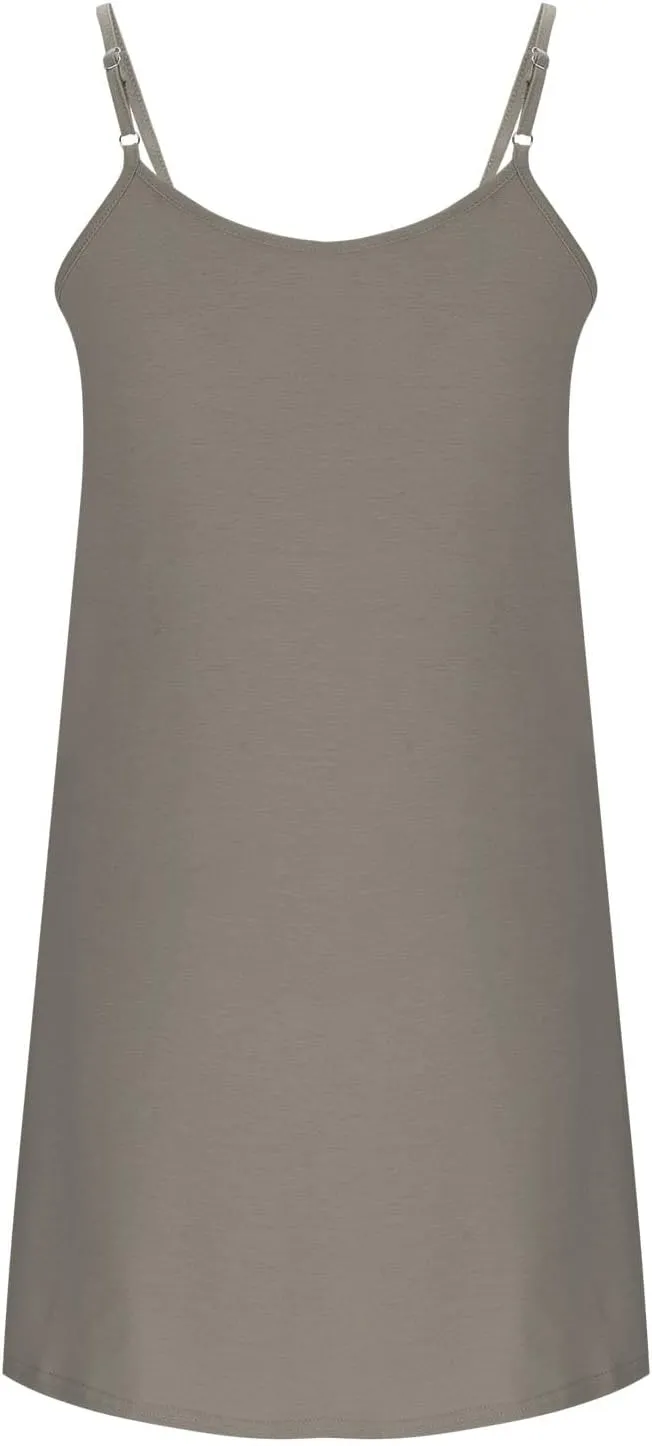 Women Basic Pleats Front Cami Dress Summer Sleeveless Crewneck Loungewear Tank Dresses Comfy Mini Pjs Dress Pocketed