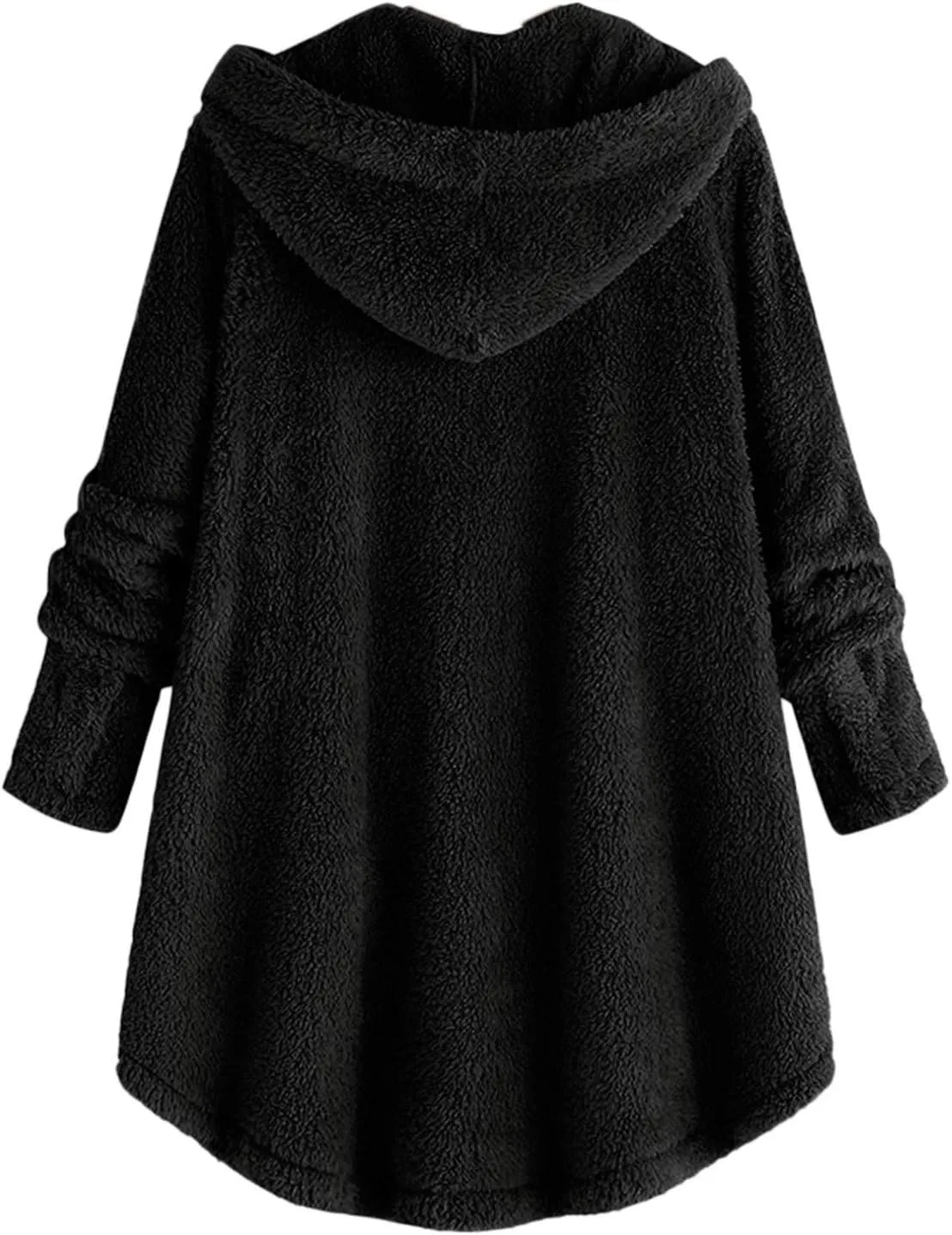 Women Fleece Lined Pajama Tops with Hood Winter Warm Sherpa Thermal Underwear Cute Button Cardigan Coat Loungewear
