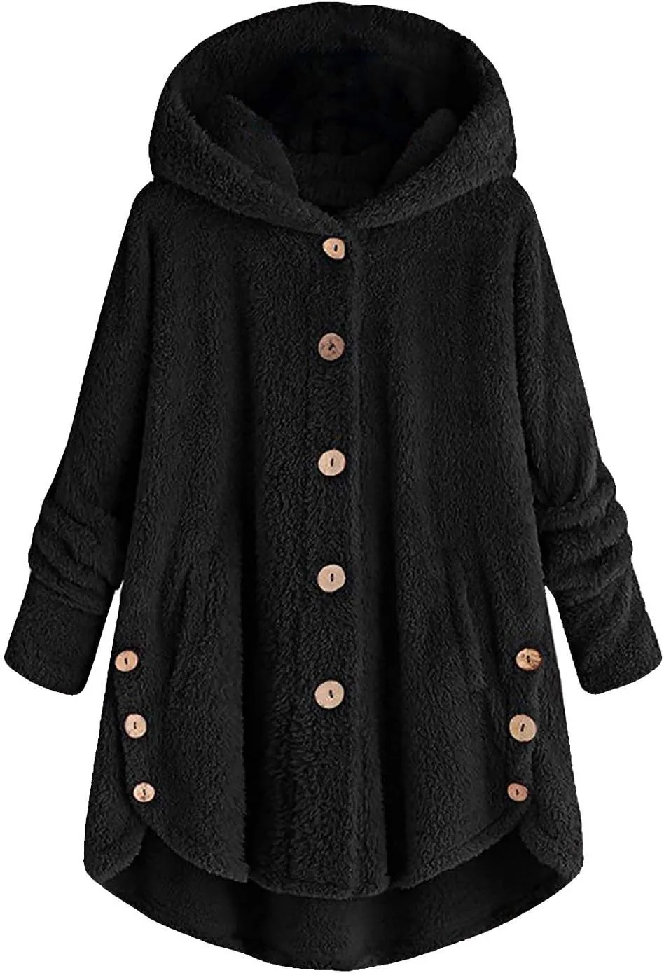 Women Fleece Lined Pajama Tops with Hood Winter Warm Sherpa Thermal Underwear Cute Button Cardigan Coat Loungewear