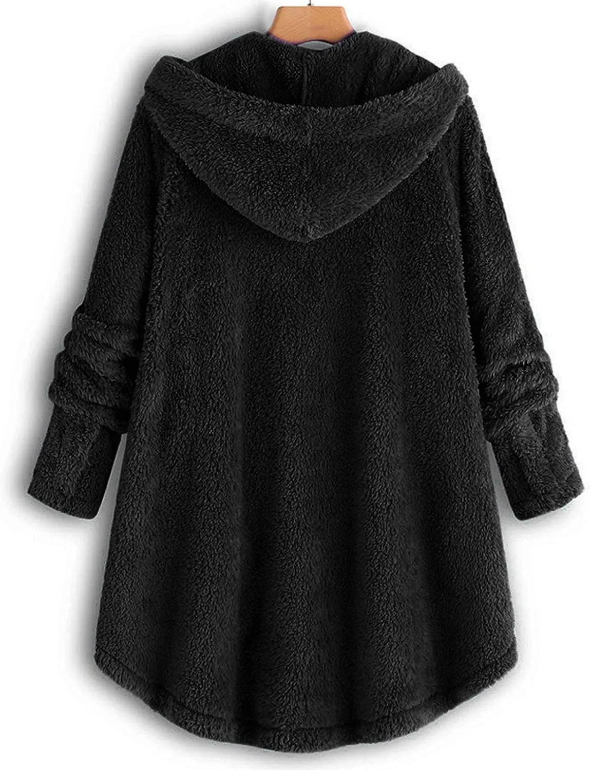 Women Fleece Lined Pajama Tops with Hood Winter Warm Sherpa Thermal Underwear Cute Button Cardigan Coat Loungewear