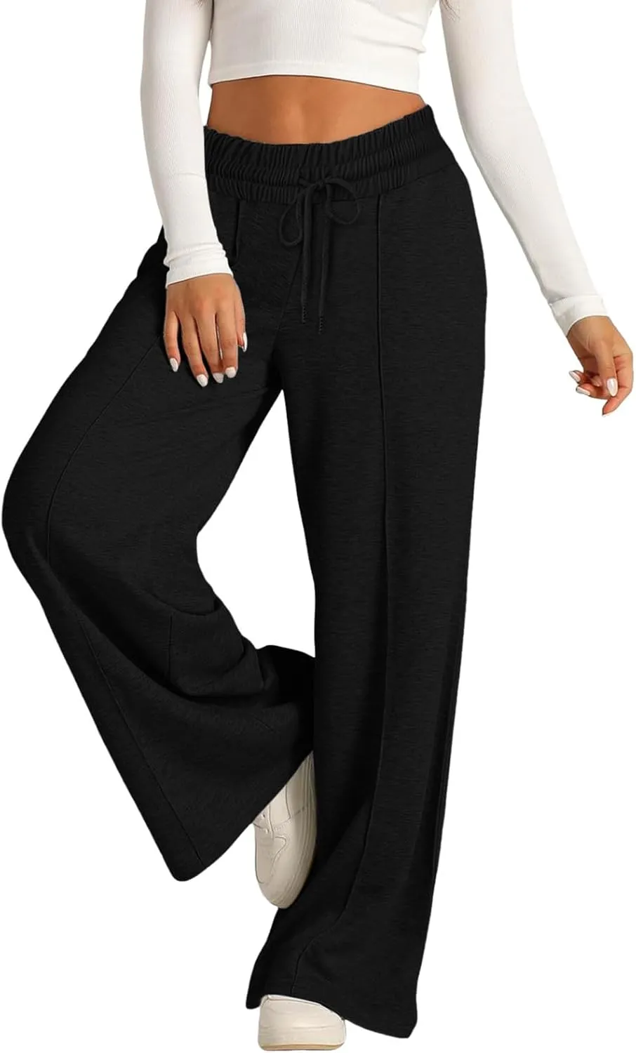 Women's Baggy Fleece Wide Leg Sweatpants Fleece Lined Workout Relaxed Fit Straight Leg Joggers Casual 2024 Active