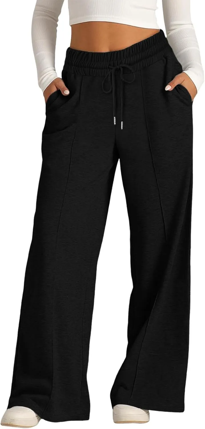 Women's Baggy Fleece Wide Leg Sweatpants Fleece Lined Workout Relaxed Fit Straight Leg Joggers Casual 2024 Active