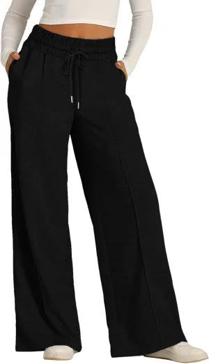 Women's Baggy Fleece Wide Leg Sweatpants Fleece Lined Workout Relaxed Fit Straight Leg Joggers Casual 2024 Active